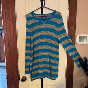 New Directions Size 1X Blue & Gray Knitted Sweater Dress